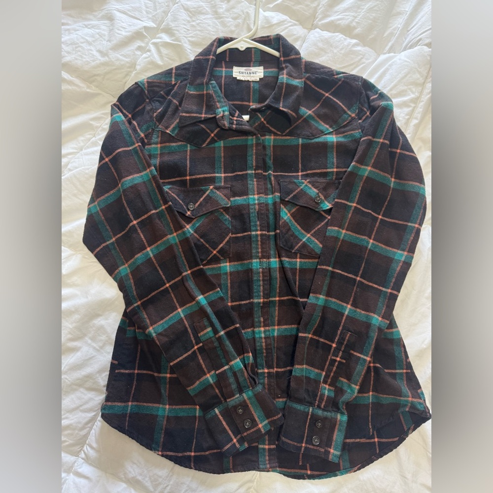 Shyanne Black and Teal Plaid Shirt